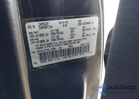 1998 Dodge Ram 1500 St из США, поврежденный, VIN 3B7HC12Y7WG112396